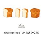 Vectorized illustration set of round top bread. Include thick and thin sliced bread. Watercolor style.