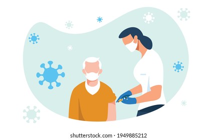 vectorized illustration time of vaccines pandemic and health crisis concept. medical staff attending.