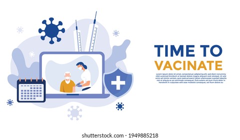 vectorized illustration time of vaccines pandemic and health crisis concept. medical staff attending.