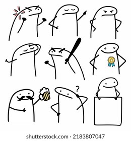 Imagen vectorizada del meme de internet flork en diferentes ocasiones