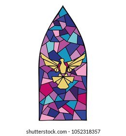 imagen vectorizada de una vidriera, adornada con una paloma