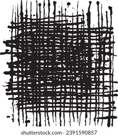 Vectorized ink black and white halftone texture Hand drawn lines with different density and incline Abstract background Vector design elements