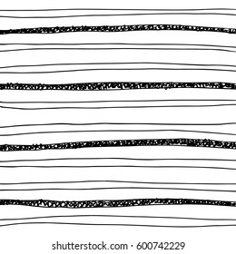 Vectorized ink black and white halftone texture/ Hand drawn lines with different density and incline/ Horizontal scribble stripes/ Abstract background/ Vector design elements