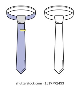 vectorized linear illustration of a blue tie