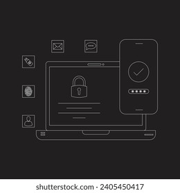 Gráfico de autenticación multifactor vectorizado: Ilustración editable de MFA.	