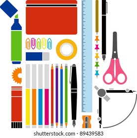 Vectorized office or school supplies