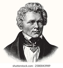 vectorized old engraving of famous German philosopher Friedrich Wilhelm Joseph von Schelling