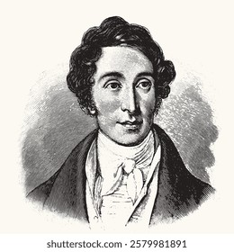 vectorized old engraving of famous musician Carl Maria von Weber