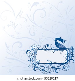 Vectorized ornate frame with a fairy bird. All  elements are separated. Color can be change by two key colors.
