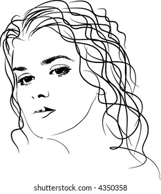 vectorized portrait of nice woman
