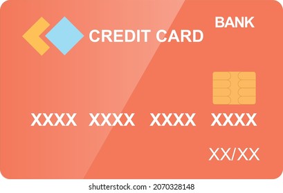 
Vectorized red credit card with chip