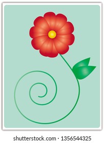 Vectorized red flower, minimalism in blossom.