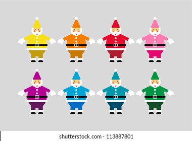 vectorized Santa Claus in different colors