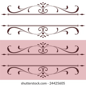 Vectorized scroll design with heart design. Elements can be ungrouped for easy editing.