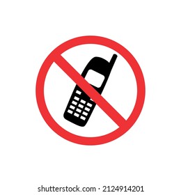 Signo vectorizado de uso prohibido de teléfono celular en el recinto, icono vectorizado.