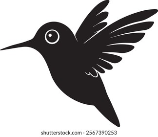  vectorized silhouette of a cute humming bird flying