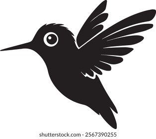  vectorized silhouette of a cute humming bird flying