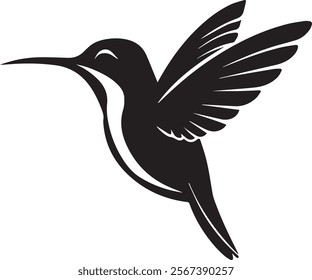  vectorized silhouette of a cute humming bird flying