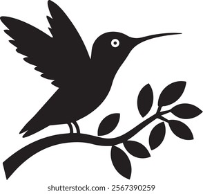  vectorized silhouette of a cute humming bird flying