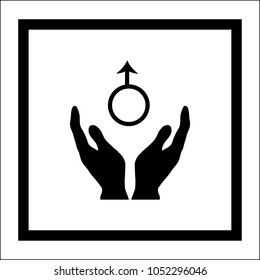 Vectorized silhouettes of hands with equality symbol, in black and white and in color.