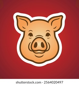 Vectorized simple pig icon Chinese pig head illustration Chinese themed simple pig head icon