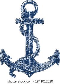 Vectorized vintage marine blue anchor 
