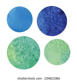 vectorized watercolor blue-green background round shape