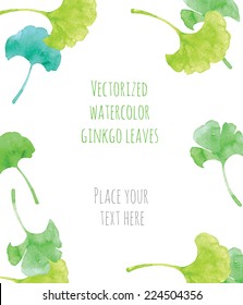 Vectorized watercolor hand drawing frame of leaves ginkgo biloba