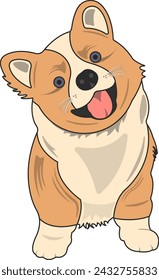 Vectorized Welsh corgi, small dwarf dog originally from Wales.