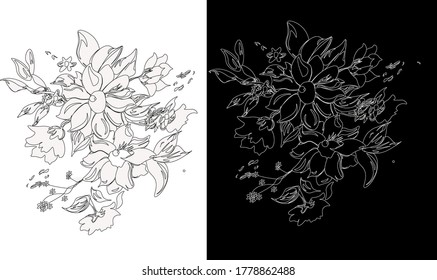 vectorized yellow flowers and only lines to use
