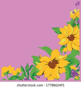 vectorized yellow flowers and only lines to use