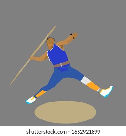 vector,javelin athlete illustration on a gray background