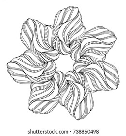 Vectorl mandala in black and white. Round pattern for coloring