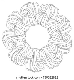 Vectorl mandala in black and white. Round pattern for coloring