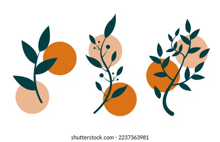 Vector.Line Art Zeichnungen.Abstrakte Formblätter.Abstraktes Pflanzendesign.