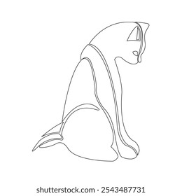 vector,line art,a cat sitting with its head bowed down