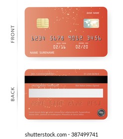 Vector/Orange and abstract bright stars patterns background credit debit card design template,To adapt idea for commercial,business,advertising,information,financial,illustration