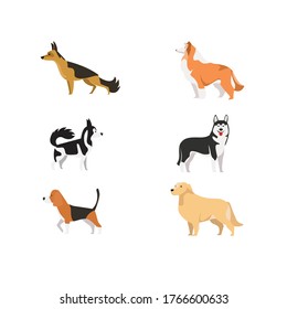 ilustración de vectorpack para el amante del perro, con estilo de diseño plano para el propósito del icono