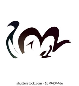 Vektorgrafik-, Pfau- und Dinosaurier auf Schwarz-Weiß-Illustrationslogo
