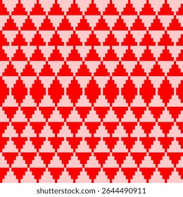 vector,Pixel Art Geometric Triangle and Diamond Pattern in Red and Pink.