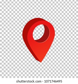Vectorrealistic isolated red map pin for decoration and covering on the transparent background. Concept of navigation, transportation, delivery and journey.