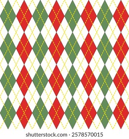 vector,Red and green diamond squares have gold lines cut into a pattern suitable for making a shirt pattern.