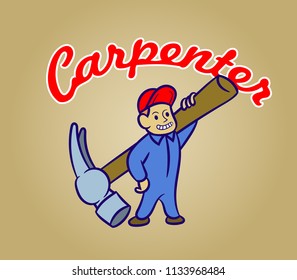 Vectorretro cartoon of carpenter 