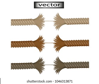 Vector.Rope breaks to break the rope, the gap where subtly there and tear, danger, dangerous situation, realistic isolated 3D illustration