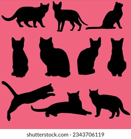 Vectors: 10 silhouettes of cats