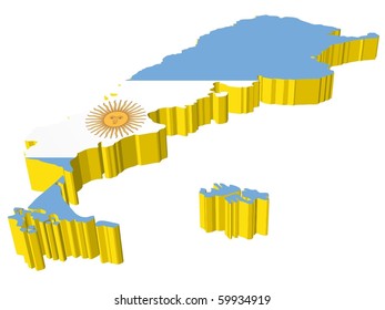 vectors 3D map of Argentina