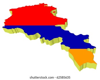  vectors 3D map of  Armenia
