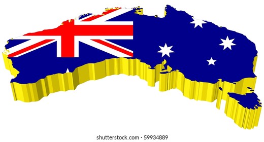 vectors 3D map of Australia