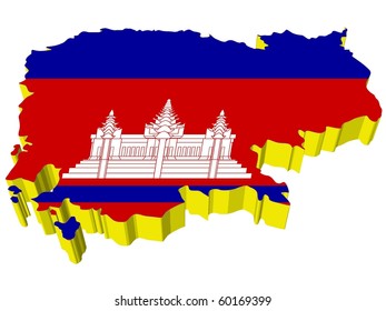 vectors 3D map of Cambodia