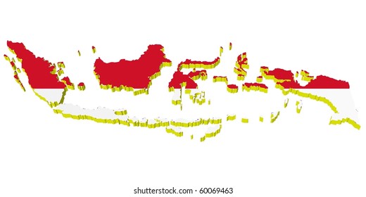 vectors 3D map of Indonesia